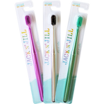 8-pack of Jack N' Jill Chrome Soft toothbrushes for kids and adults with soft bristles and ergonomic handles.