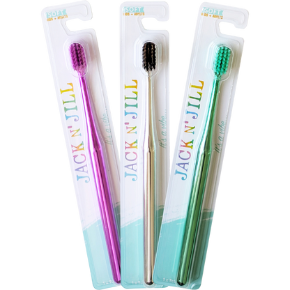 Jack N' Jill Toothbrush Kids & Adults Chrome Soft x8