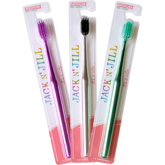 Jack N' Jill Toothbrush Kids & Adults Chrome Medium x8
