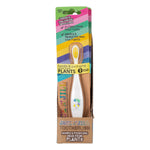 Retail display box of Jack N' Jill Kids Toothbrushes with various animal-themed compostable handles.