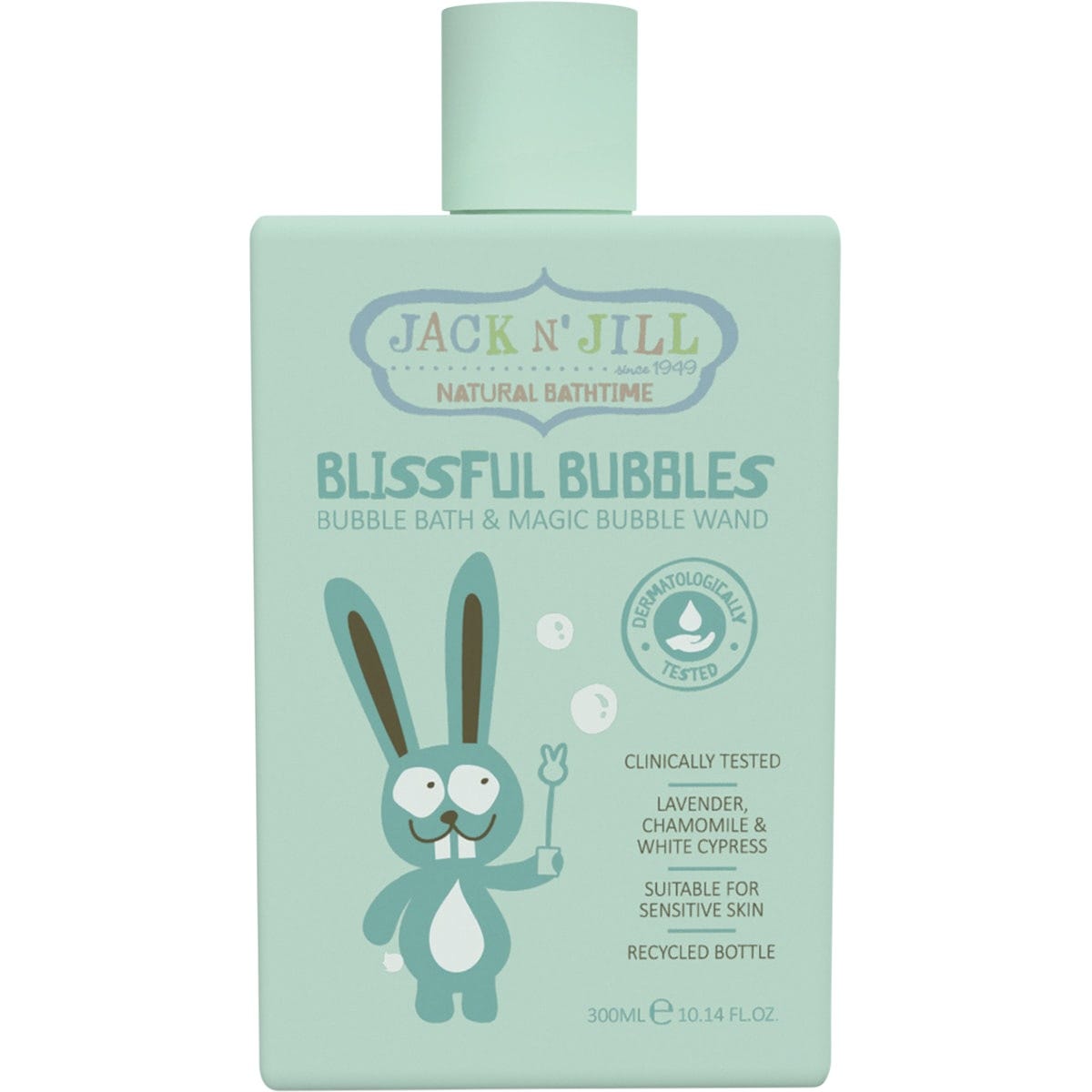 Pack of three 300ml Jack N' Jill Blissful Bubbles bottles with bunny-shaped bubble wands on a white background.