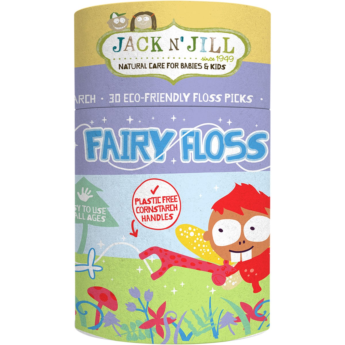 Jack N' Jill 8-pack of strawberry floss picks with compostable giraffe handles and individually wrapped 30pc tubes.