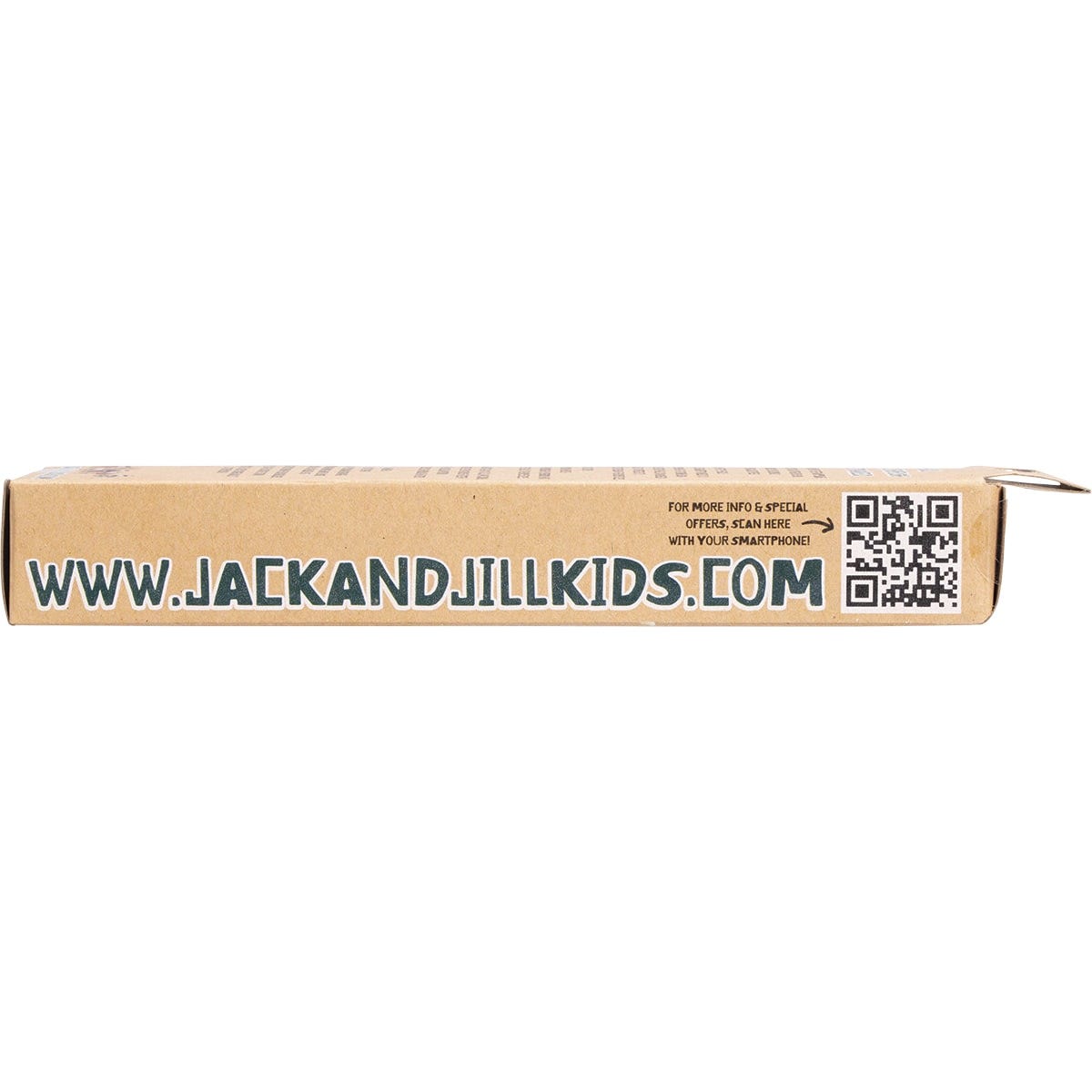 Top-down view of a Jack N' Jill silicone baby toothbrush with soft bristles and a clear safety shield.
