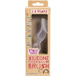 Jack N' Jill Stage 3 silicone tooth and gum brush for ages 2-5 featuring a unique double-sided design.