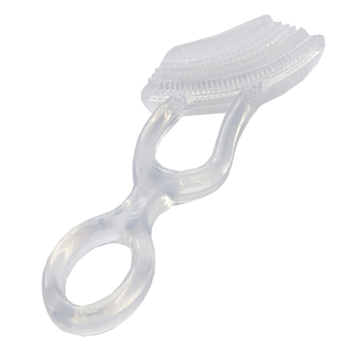 Jack N' Jill Stage 3 silicone tooth and gum brush on a white background with soft bristles for kids aged 2 to 5.