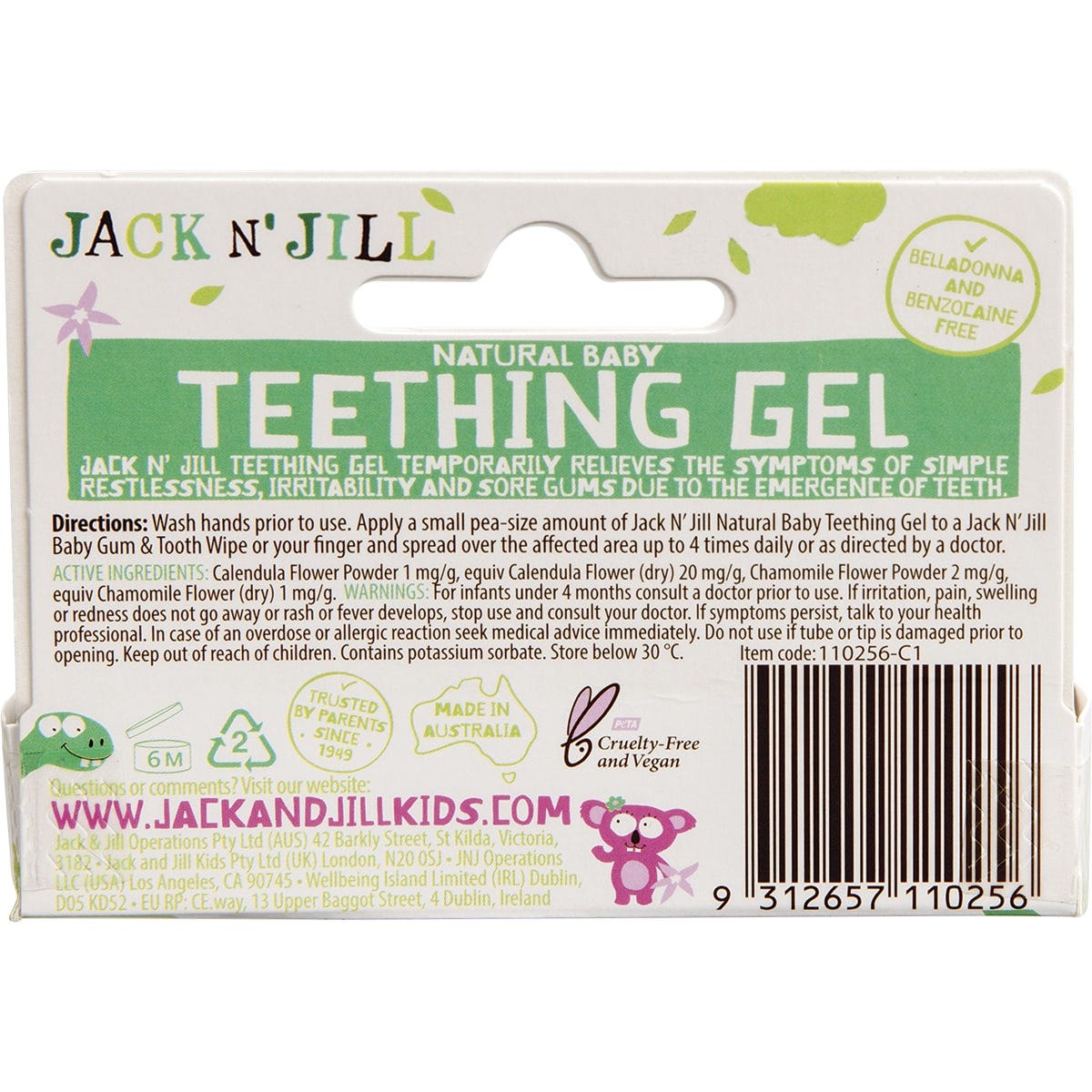 Jack N' Jill Teething Gel 4 Months + 15g (Pack of 6) Payless 4 Organics