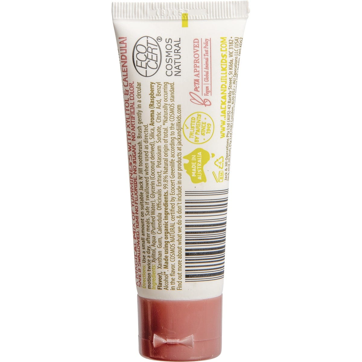 Jack N' Jill Toothpaste Children Raspberry Fluoride Free 50g (Pack of 6) Payless 4 Organics