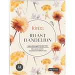 Box of 32 Kintra Foods Roasted Dandelion Blend tea bags featuring a rich, coffee-like herbal infusion.