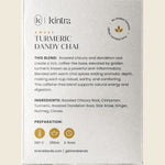 Back of Kintra Turmeric Dandy Chai box showing nutritional facts, ingredients, and brewing instructions.