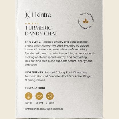 Kintra Blends Herbal Tea Bags Turmeric Dandy Chai 32 Pack