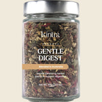 90g canister of Kintra Blends Gentle Digest Loose Leaf Tea with botanical illustrations on a white background.