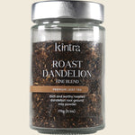 175g jar of Kintra Foods Roasted Dandelion Blend Fine, a caffeine-free coffee alternative with roasted chicory.