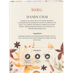 Back of Kintra Foods Dandy Chai Blend 32 pack box showing ingredients, brewing instructions, and product details.