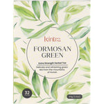 A box of Kintra Foods Formosan Green Tea bags featuring a green tea leaf illustration on a white background.
