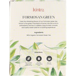 Back of Kintra Foods Formosan Green Tea 32 pack box showing ingredients, brewing instructions, and product description.
