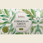 Back of 250g Kintra Blends Formosan Green Tea loose leaf bag showing ingredients and brewing instructions.