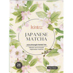 Box of 25 Kintra Foods Japanese Matcha Tea Bags with a green and white label featuring a tea cup and matcha leaves.