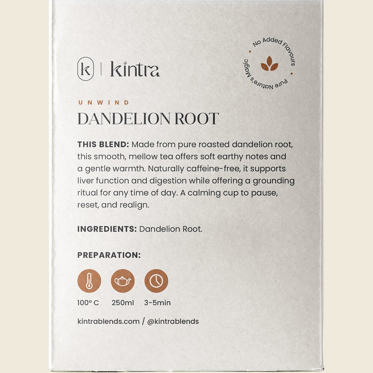 Kintra Blends Herbal Tea Bags Dandelion Root 25 Pack