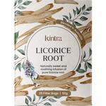 Box of 25 Kintra Blends Licorice Root tea bags featuring a purple label with botanical illustrations on a white background.