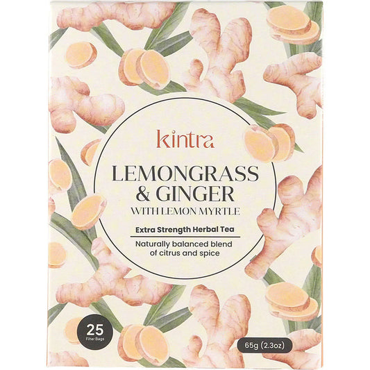 Kintra Foods Herbal Tea Bags Lemongrass & Ginger with Lemon Myrtle 25 Pack
