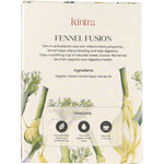 Back of Kintra Foods Fennel Fusion 25 herbal tea bags box showing ingredients and brewing instructions.