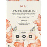 Back of Kintra Foods Ginger Golden Blend tea box with ingredients, brewing instructions, and health benefits.
