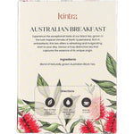 Back of Kintra Foods Australian Breakfast tea box showing ingredients and brewing instructions.