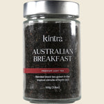 100g jar of Kintra Foods English Breakfast loose leaf tea with a black lid and white label.