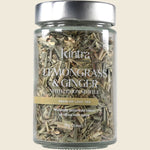 70g jar of Kintra Lemongrass & Ginger with Lemon Myrtle loose leaf tea featuring a green and yellow label.