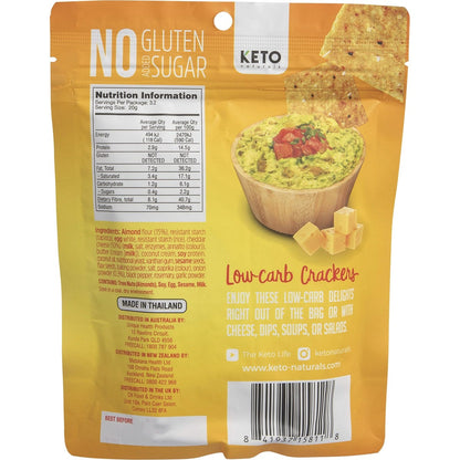 Keto Naturals Almond Flour Crackers Cheddar & Onion 64g (Pack of 8) Payless 4 Organics