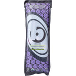 250g pack of King Soba Organic Black Rice Noodles with a purple label and three servings of dried dark noodles inside.