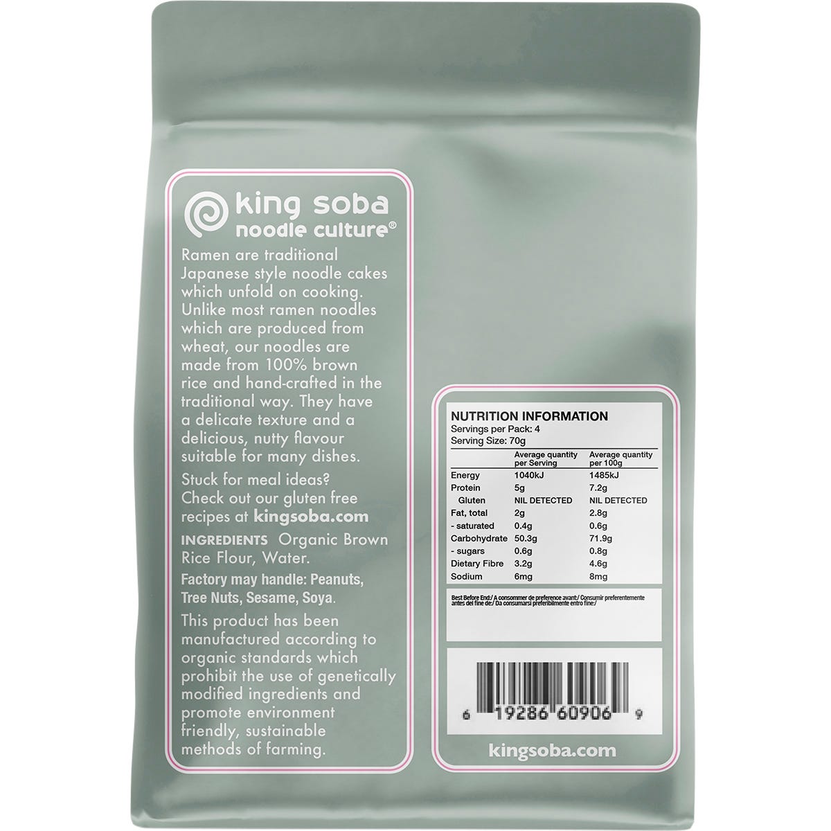 King Soba Organic Brown Rice Ramen Noodles 280g Payless 4 Organics