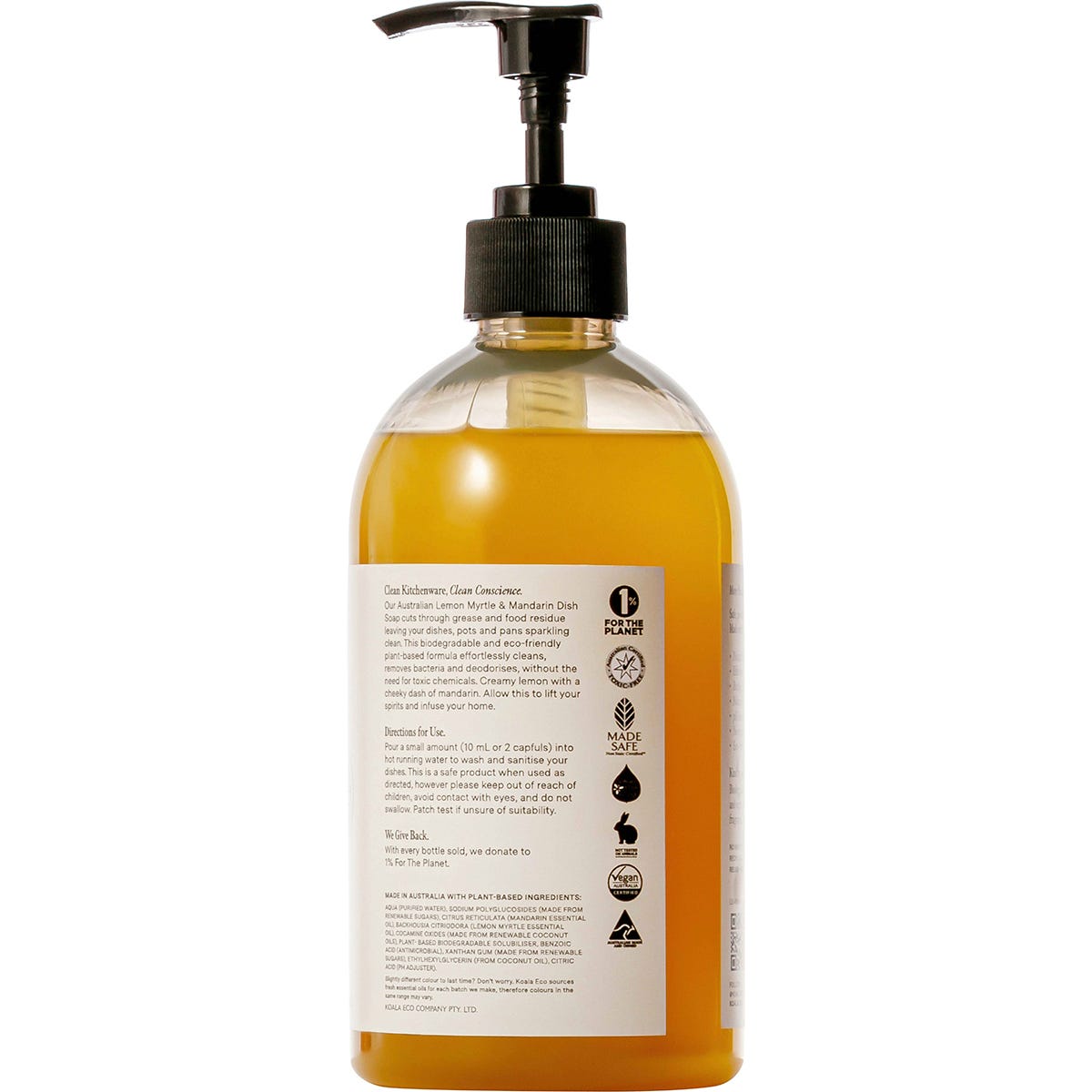 Koala Eco Dish Soap Lemon Myrtle & Mandarin 500ml Payless 4 Organics