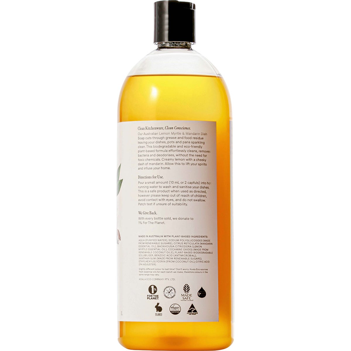 Koala Eco Dish Soap Lemon Myrtle & Mandarin(Refill) 1L Payless 4 Organics