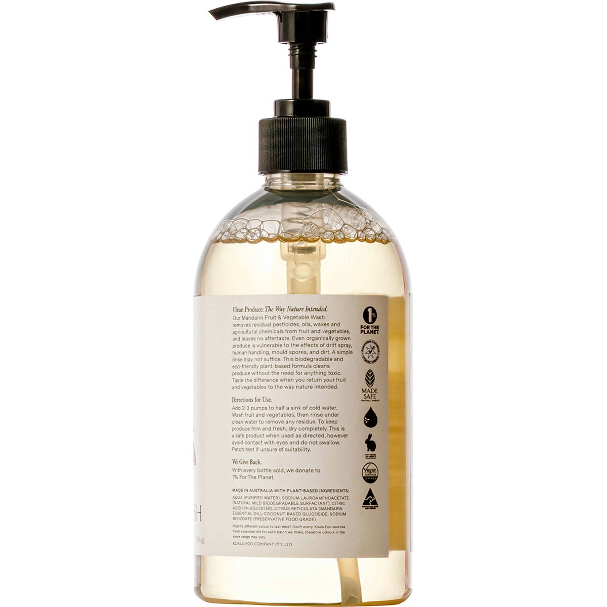 Koala Eco Fruit & Vegetable Wash Mandarin 500ml Payless 4 Organics