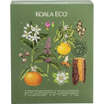 Koala Eco Rosalina and Peppermint 500ml Hand and Body Wash bottles displayed with their botanical-themed gift box.