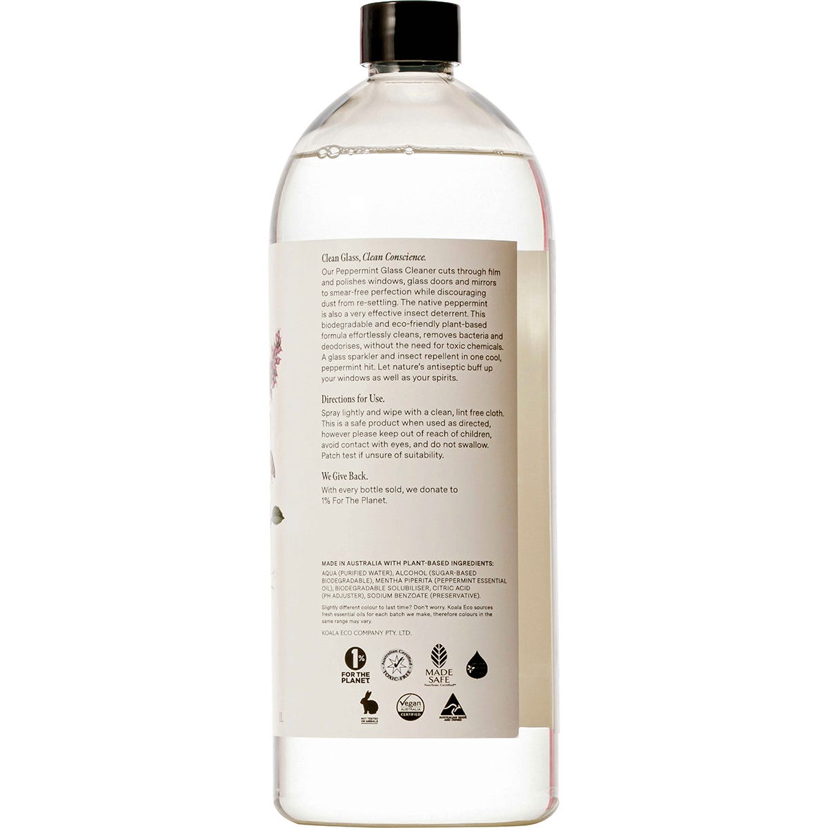 Koala Eco Glass Cleaner Peppermint(Refill) 1L Payless 4 Organics