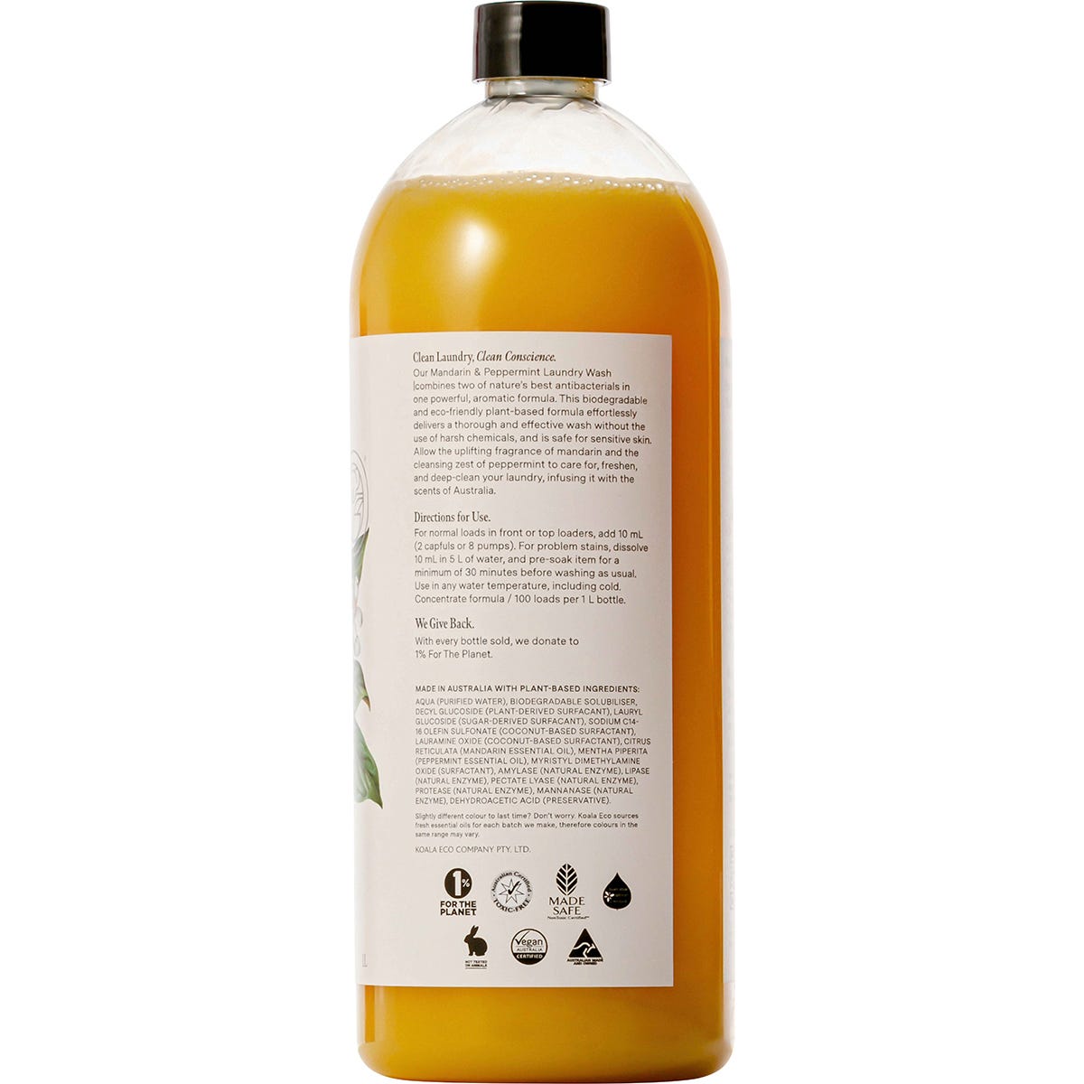 Koala Eco Laundry Wash Mandarin & Peppermint 1L Payless 4 Organics