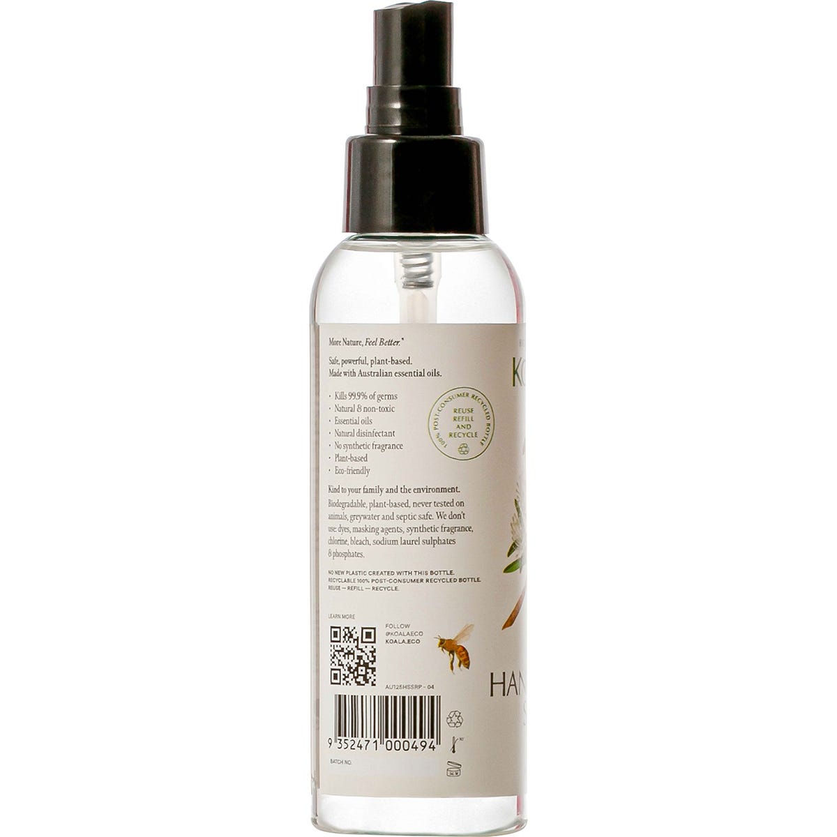 Koala Eco Natural Hand & Surface Sanitiser Rosalina & Peppermint 125ml Payless 4 Organics
