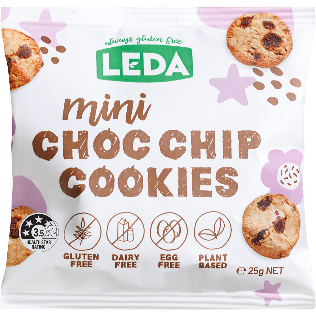 Leda Mini Choc Chip Cookies 6 Pack 150g (Pack of 6)