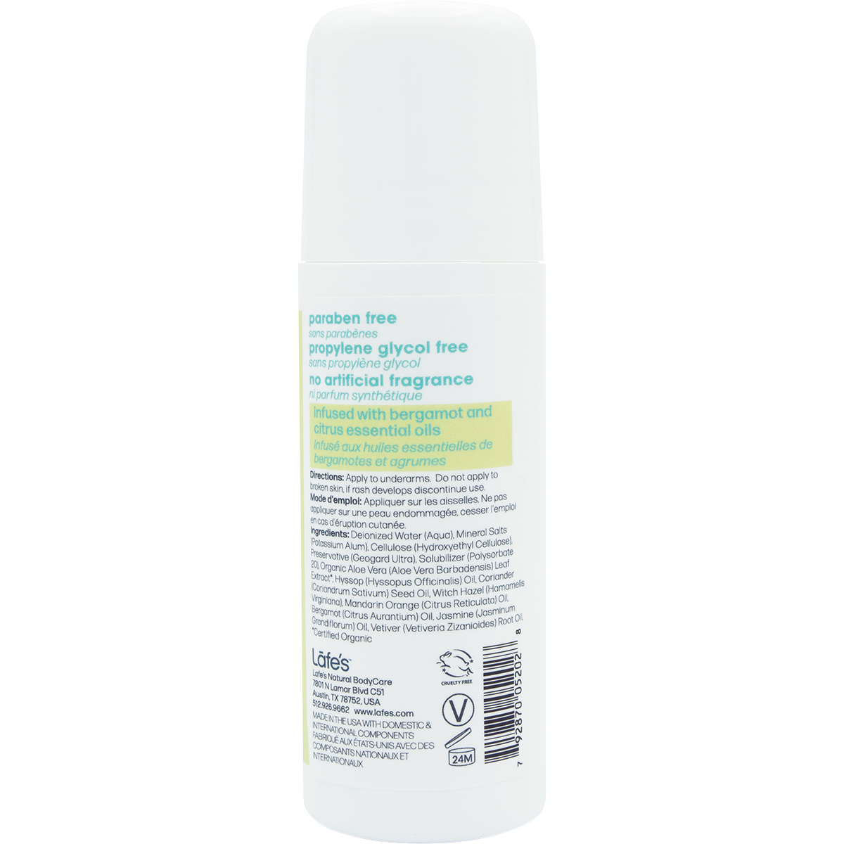 Lafe's Roll On Deodorant Citrus + Bergamot 88ml