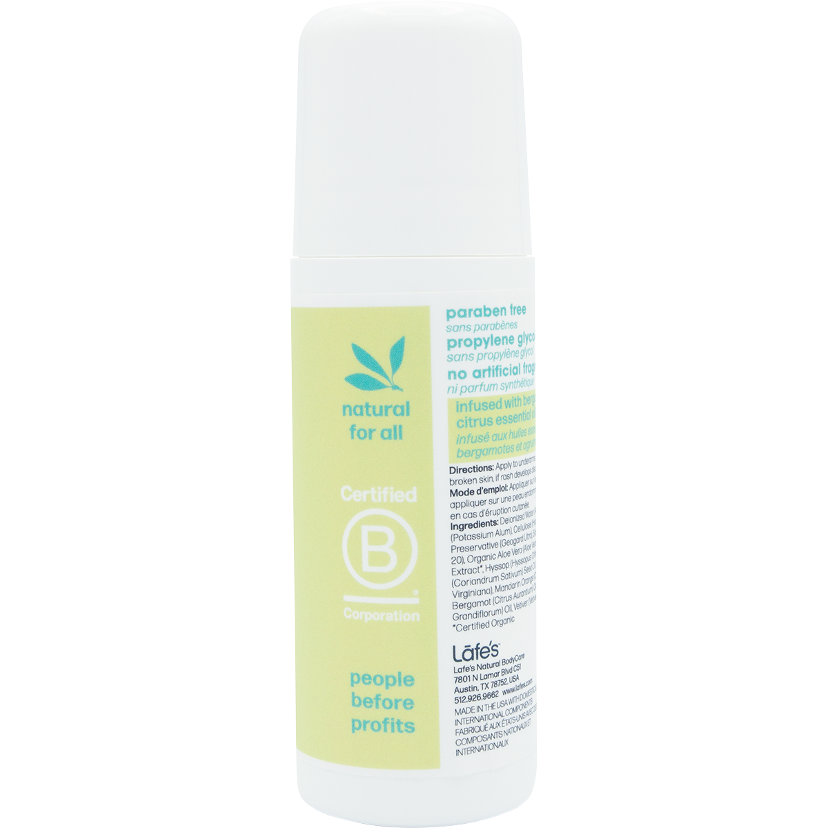 Lafe's Roll On Deodorant Citrus + Bergamot 88ml