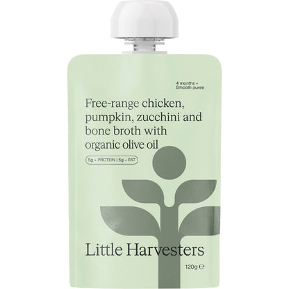 Little Harvesters Free-range Chicken, Pumpkin, Zucchini & Bone Broth 6x120g