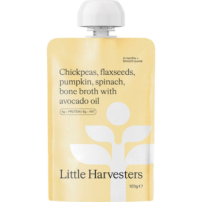 Little Harvesters Chickpeas, Flaxseeds, Pumpkin, Spinach & Bone Broth 6x120g