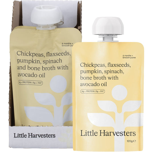Little Harvesters Chickpeas, Flaxseeds, Pumpkin, Spinach & Bone Broth 6x120g