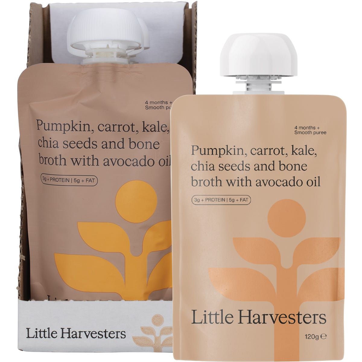 Little Harvesters Pumpkin, Carrot, Kale, Chia Seed & Bone Broth 6x120g