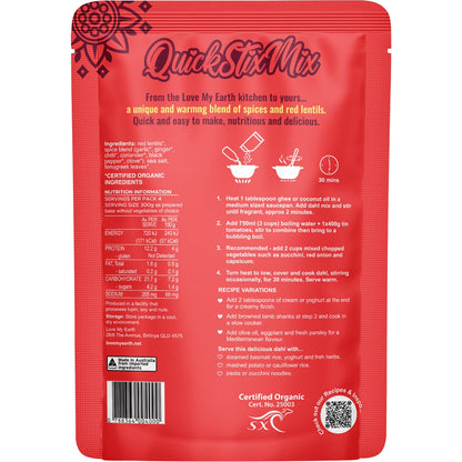 Love My Earth Quick Stix Mix Organic Dahl Bombay Tomato 200g