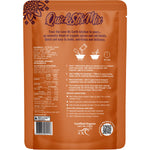 Back of Love My Earth Butter Masala Dahl 200g bag showing ingredients, nutrition facts, and cooking instructions.