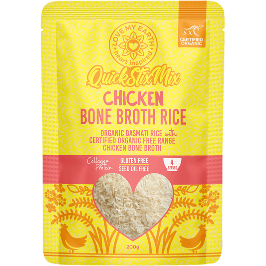 Love My Earth Quick Stix Mix Organic Bone Broth Rice Chicken 200g