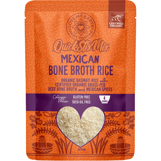 Love My Earth Quick Stix Mix Organic Bone Broth Rice Mexican 200g